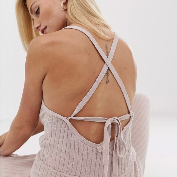 Micha Lounge ASOS Dusty Pink Strappy Jumpsuit in Rib Knit Size XS - Picture 3 of 5